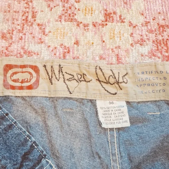 Marc Ecko, Men Vintage Dark Blue Cargo Denim Pants with Utility Pockets - Picture 3 of 6